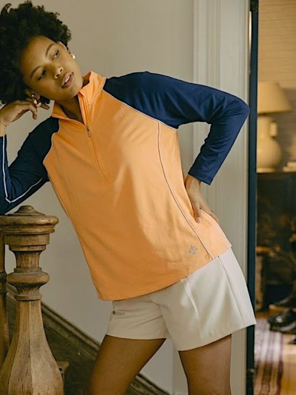 JoFit Womens 3/4 Sleeve Golf Tennis Pickleball UPF 50+ Mock Neck Top Medium